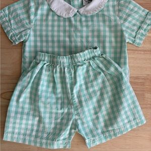 Mint Green Gingham Kids Matching Set